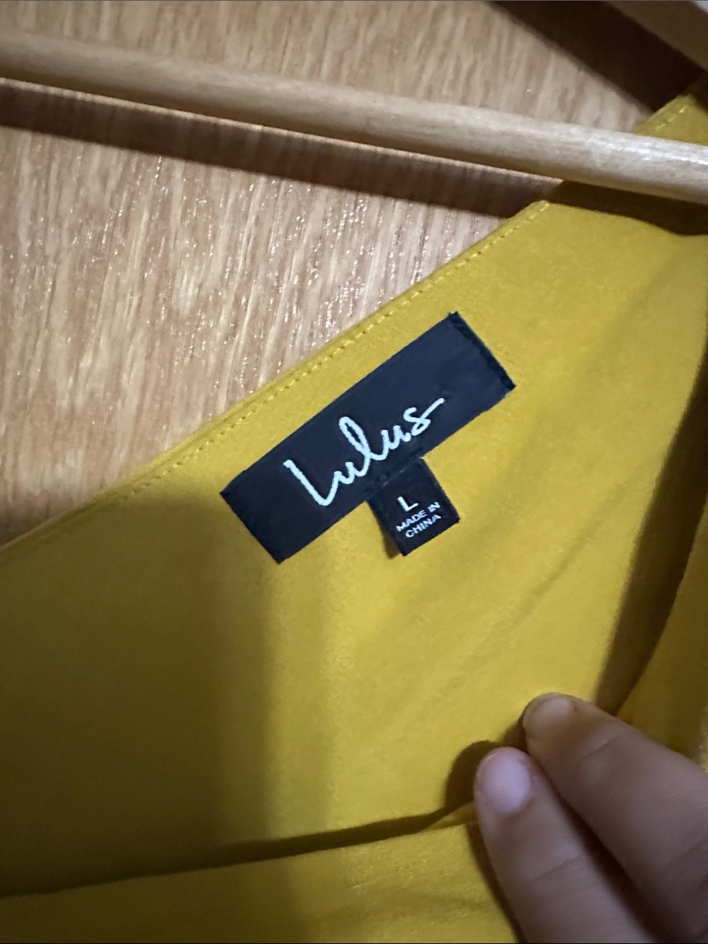 Lulu's Mustard Button-Front High-Low Dress - Picture 3 of 4